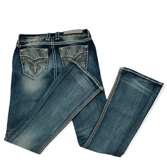 Rock Revival Liri Jeans Womens Size 26 Embroidered Thick Stitches Whiskers Denim - Picture 5 of 12